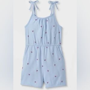 Cat & Jack Tank Top Rompers 3 Pack Blue Strawberry Knit 5T